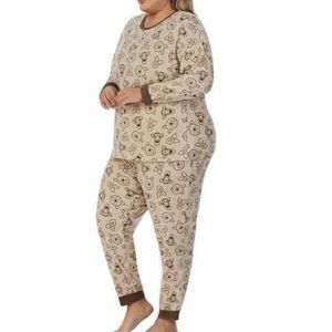 DISNEY Women’s Winnie The Pooh Tigger Piglet Cozy 2 Piece Pajama Brown Set XXL